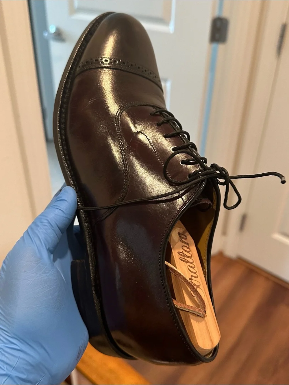 Johnston & Murphy Men's Burgundy Leather Cap-Toe Oxfords.